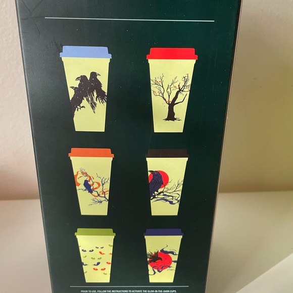 Starbucks Halloween 2022 Box Set of 6 Glow in the Dark Grande Hot Drink Cups - Picture 2 of 4